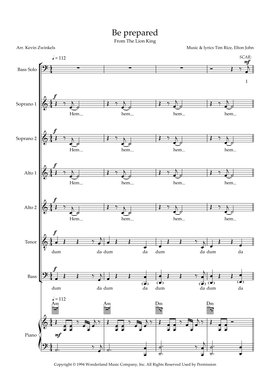 Be Prepared (arr. Kevin Zwinkels)