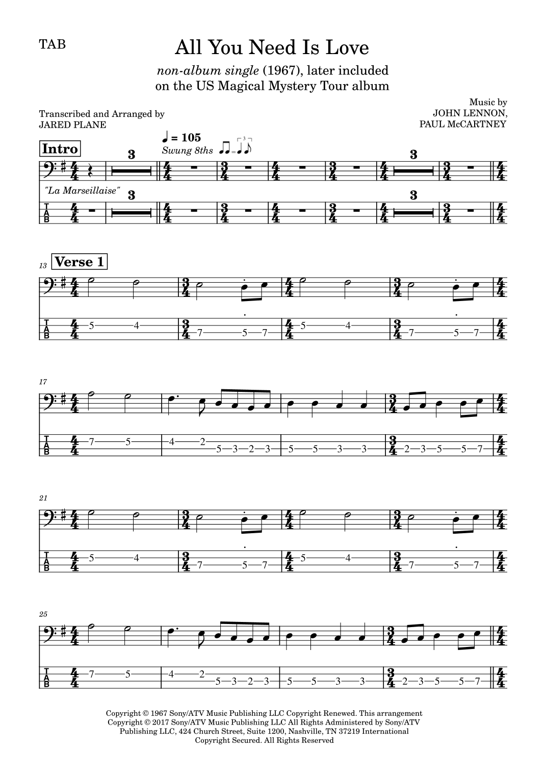 All You Need Is Love (arr. Jared Plane)