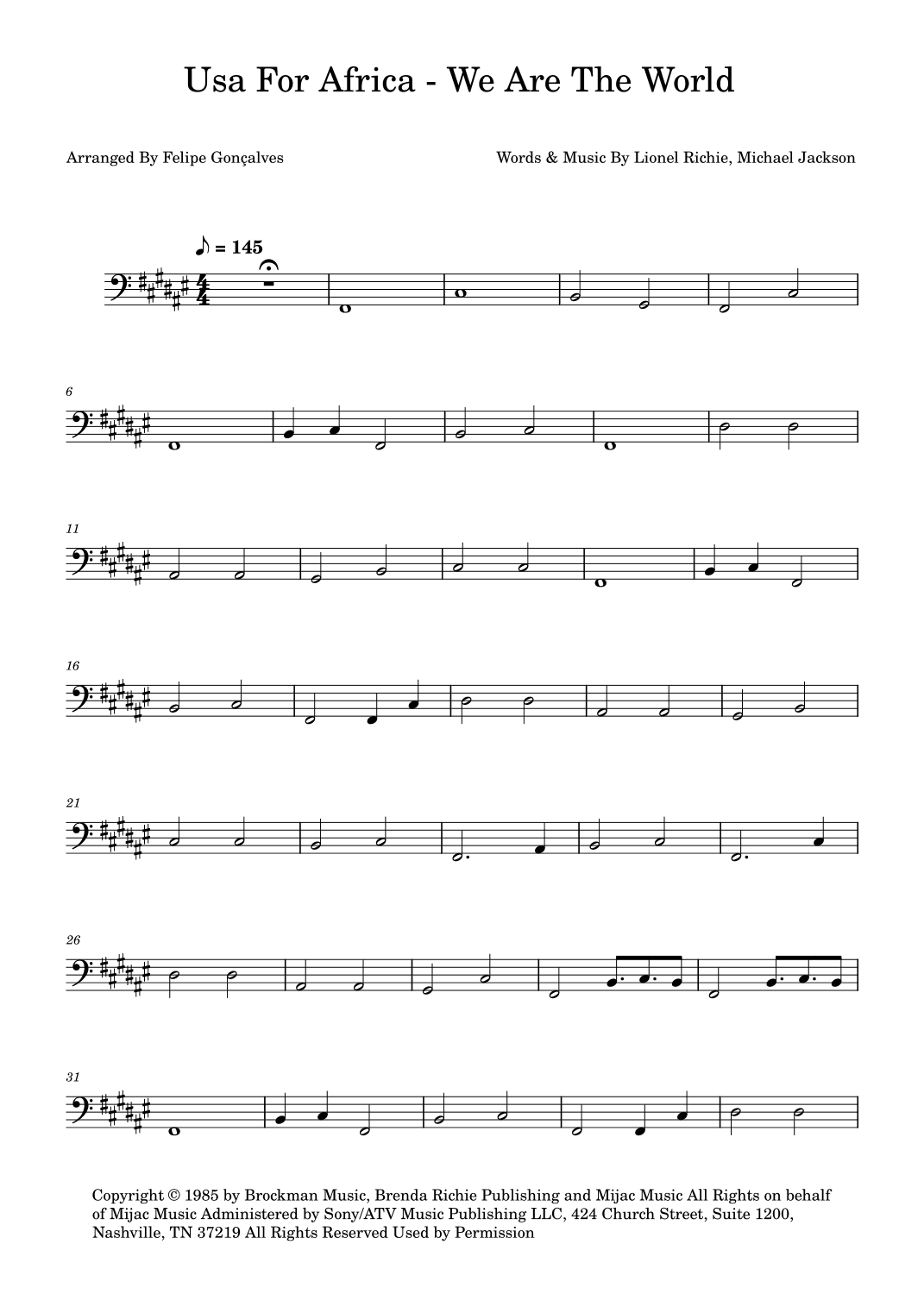 We Are The World (arr. Felipe Gonçalves)