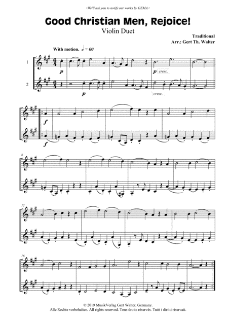 Good Christian Men, Rejoice! (arr. Gert Th. Walter)