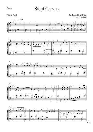 Giovanni Pierluigi da Palestrina - Sicut Cervus (Piano Reduction) (arr. André Laitano)
