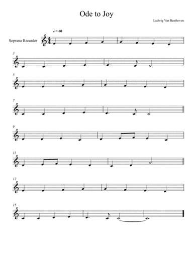 Beethoven - Ode to Joy (Soprano Recorder Solo) Very Easy Version (arr. André Laitano)