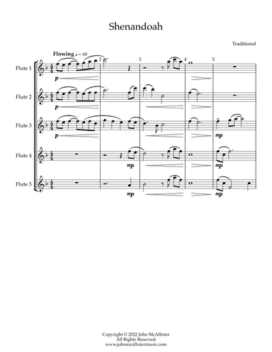 Shenandoah - for flute choir (arr. John McAllister)