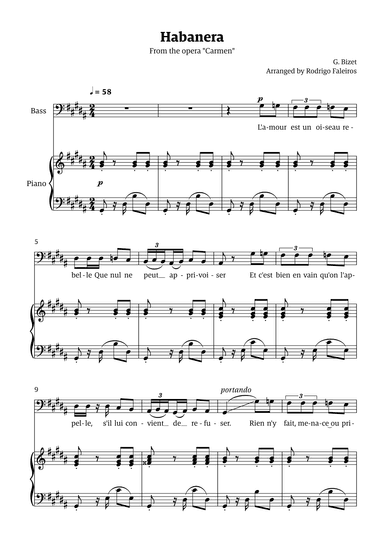 Habanera (for bass - G# minor/ Ab major) (arr. Rodrigo Faleiros)