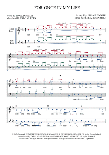 For Once In My Life (arr. Adam Reimnitz, edits by Henrik Rosenberg)