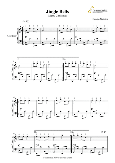 Jingle Bells - Sheet Music for Piano, Accordion, Guitar (arr. Estevao Ewald)