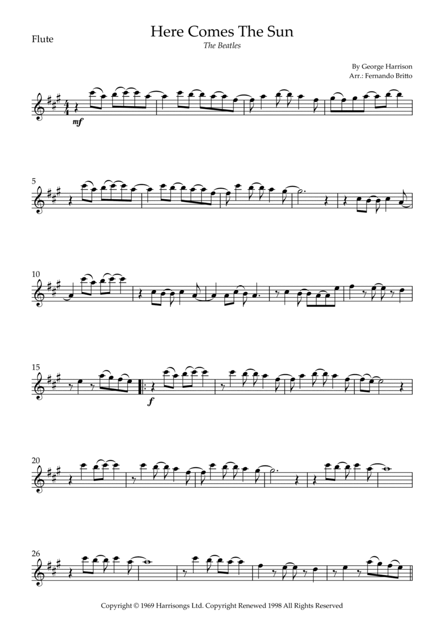 Here Comes The Sun (arr. Fernando Britto)