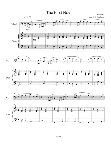 The First Noel (cello solo) with piano accompaniment (arr. B C Dockery)