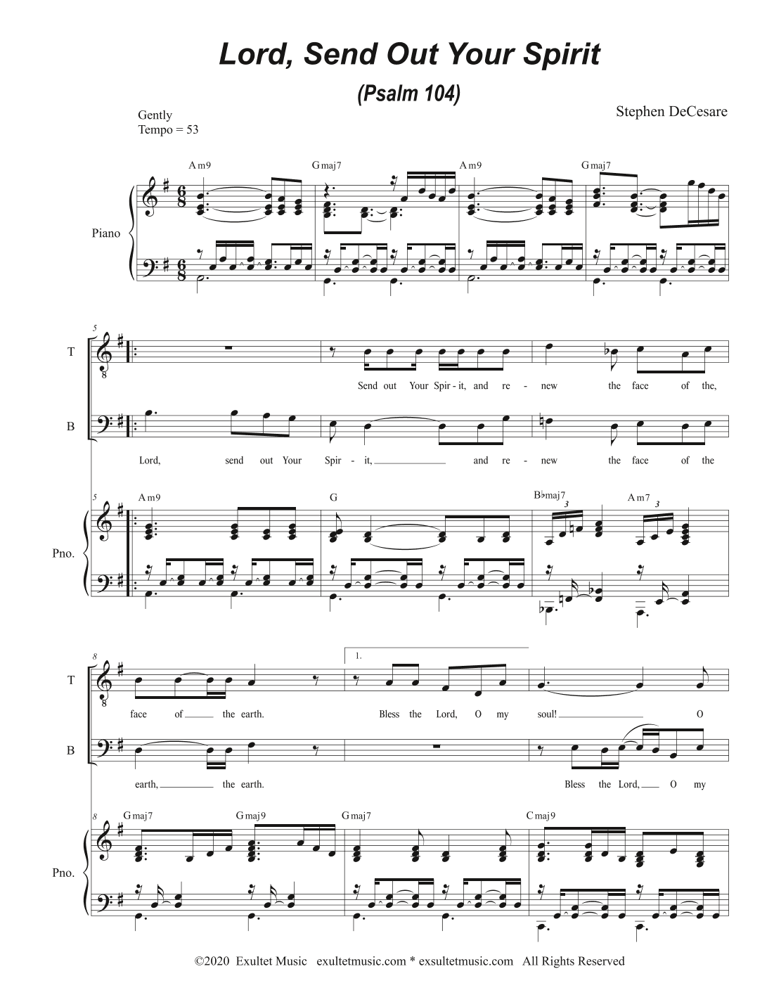 Lord, Send Out Your Spirit (Psalm 104) (Duet for Tenor and Bass solo)
