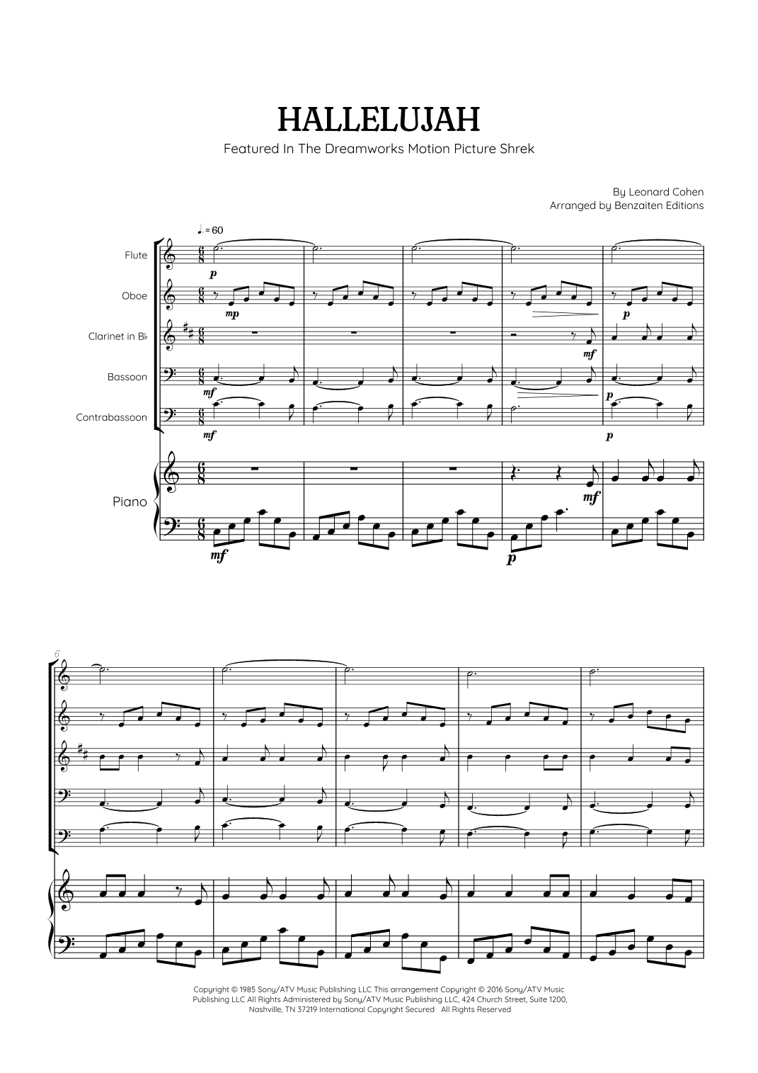Hallelujah (arr. Benzaiten Editions)