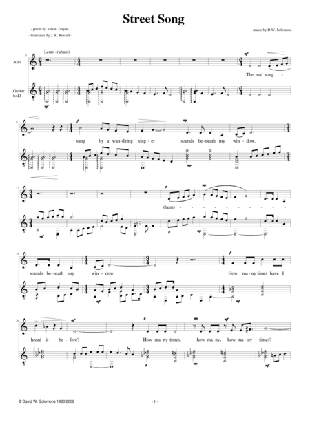 Street Song for alto and guitar