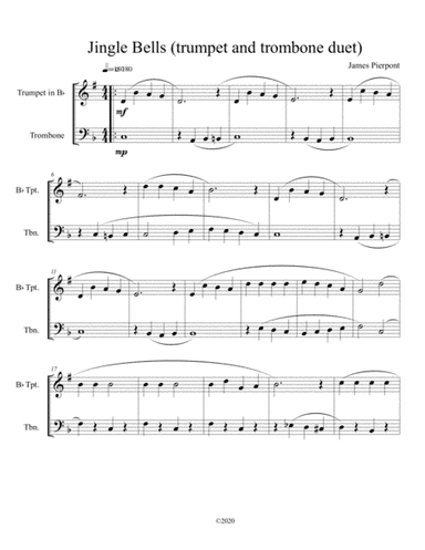Jingle Bells (trumpet and trombone duet) (arr. B C Dockery)