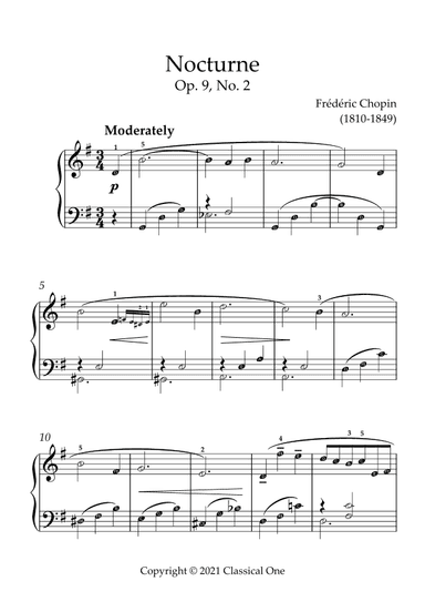 Chopin - Nocturne(With Note name) (arr. MPS)
