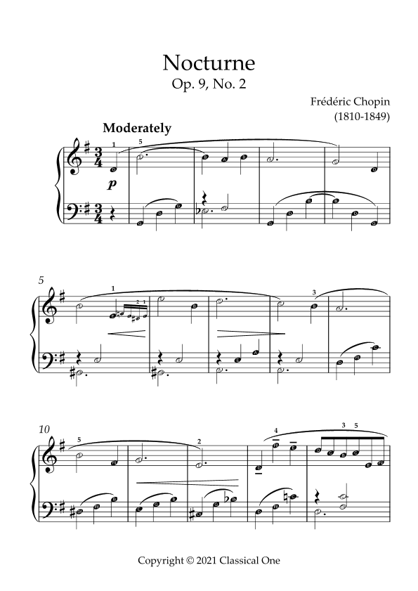 Chopin - Nocturne(With Note name) (arr. MPS)