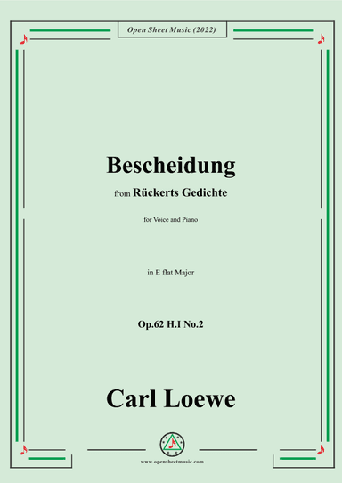 Loewe-Bescheidung,in E flat Major,Op.62 H.I No.2 (arr. OSM Press)