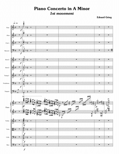 Piano Concerto In A Minor Op.16 (Orchestral score) (arr. MPS)