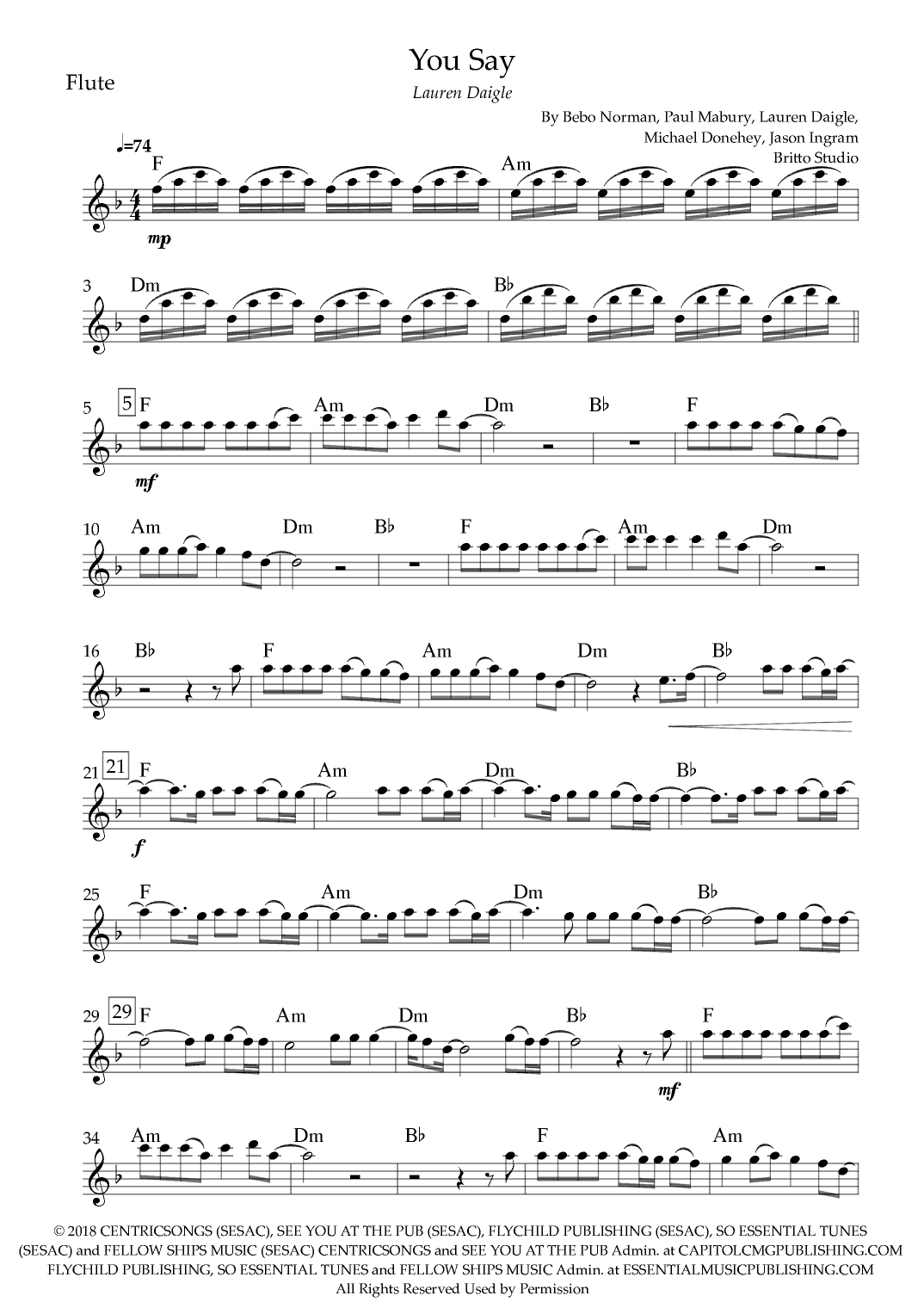 You Say (arr. Fabio Britto)