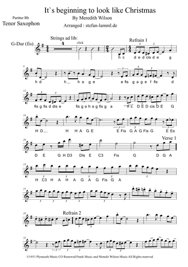 It's Beginning To Look Like Christmas (arr. stefan-lamml.de)