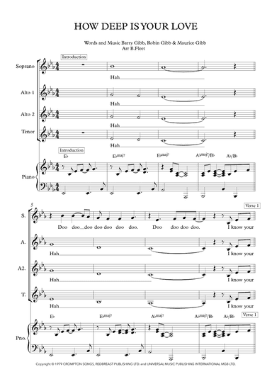 How Deep Is Your Love (arr. B Fleet)