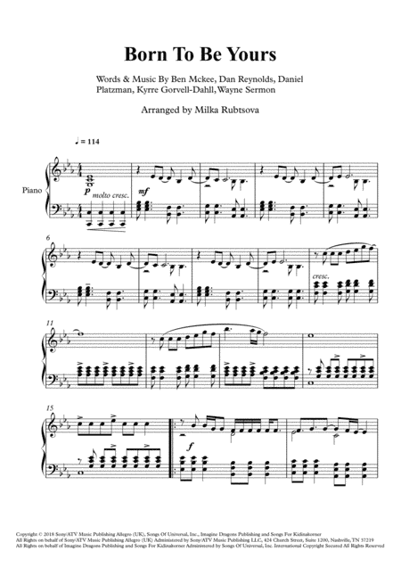 Born To Be Yours (arr. Milka Rubtsova)