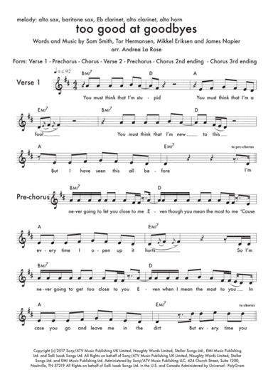 Too Good At Goodbyes (arr. Andrea La Rose)