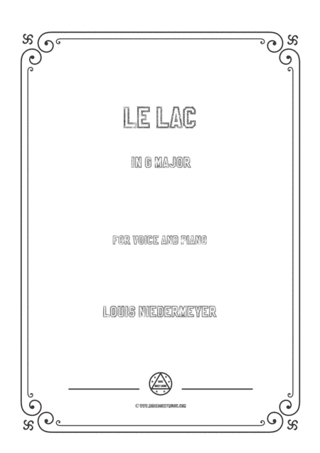 Niedermeyer-Le lac in G Major,for Voice and Piano (arr. MSM)