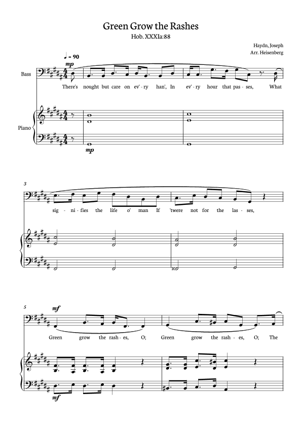 Joseph Haydn - Green Grow The Rashes for Bass with Piano in G# minor. (arr. Heisenberg)