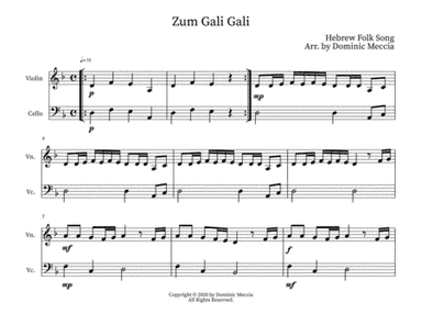 Zum Gali Gali- Violin and Cello Duet (arr. Dominic Meccia)
