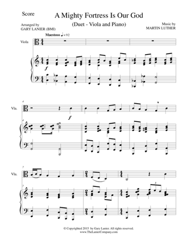 A MIGHTY FORTRESS IS OUR GOD (Duet – Viola and Piano/Score and Parts) (arr. Gary Lanier)
