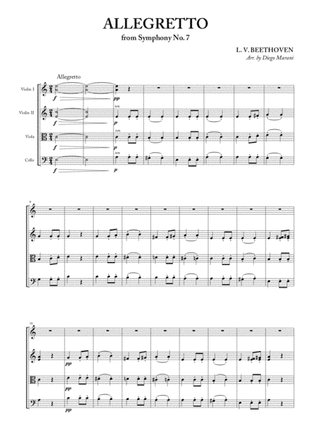 Allegretto from Symphony No. 7 for String Quartet (arr. Diego Marani)
