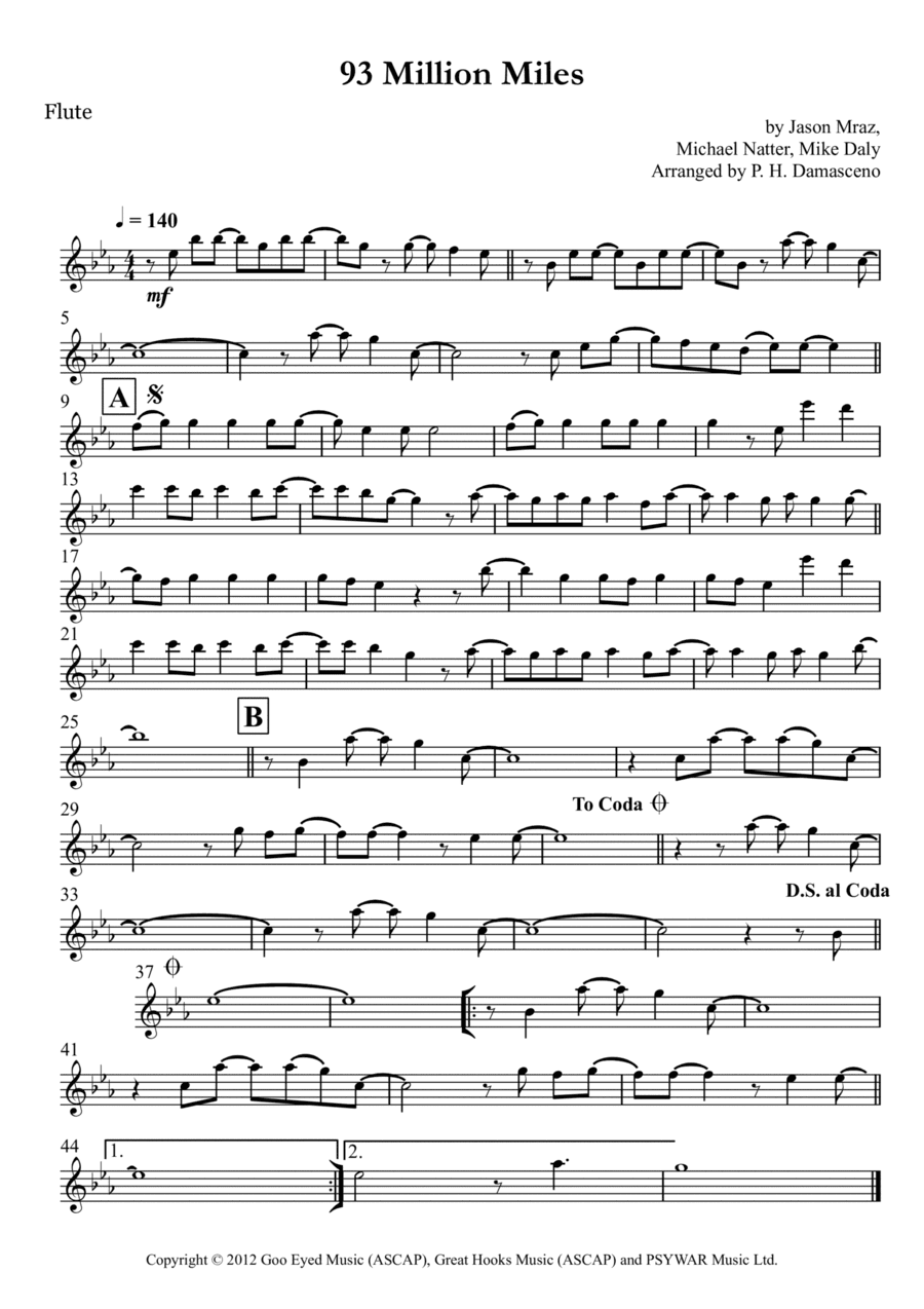 93 Million Miles (arr. P.H. Damasceno)