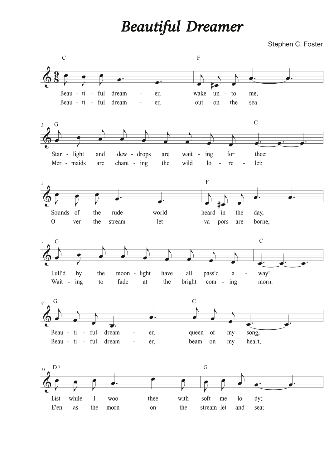 Beautiful Dreamer (arr. Avgusta Udartseva)