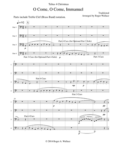 O Come, O Come, Immanuel (Emmanuel) - Tuba Quartet (arr. Roger Wallace)