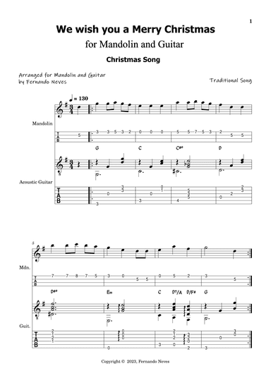 We wish you a Merry Christmas for Mandolin & Acoustic Guitar (arr. FERNANDO LUIZ NEVES)