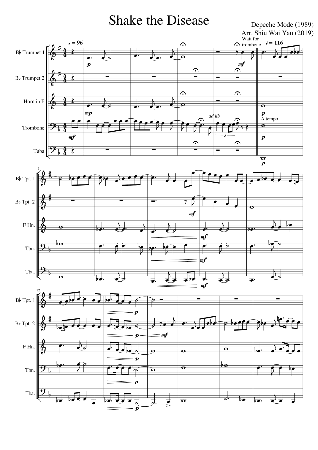 Shake The Disease (arr. SHIU Wai Yau, William)