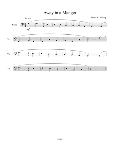 Away in a Manger for solo cello (arr. B C Dockery)