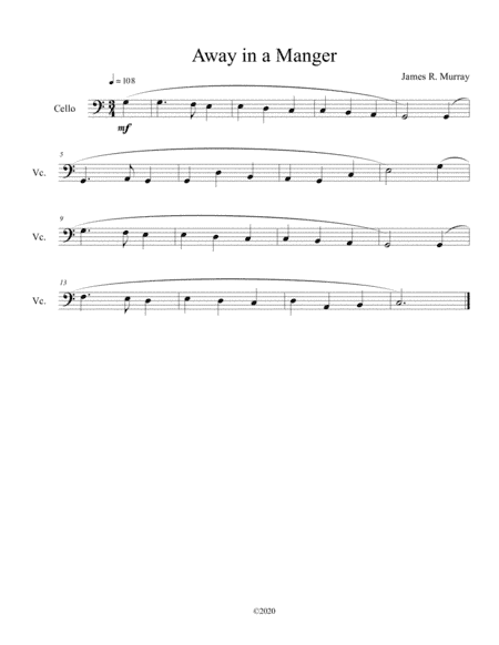 Away in a Manger for solo cello (arr. B C Dockery)