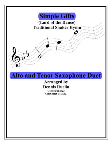 Simple Gifts (Lord of the Dance) - Mixed Saxophone Duet - Intermediate Level (arr. Dennis Ruello)