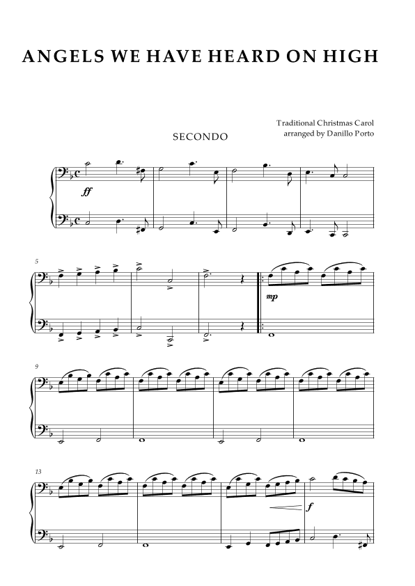 Angels We Have Heard on High - Piano Four Hands (arr. Danillo Porto)