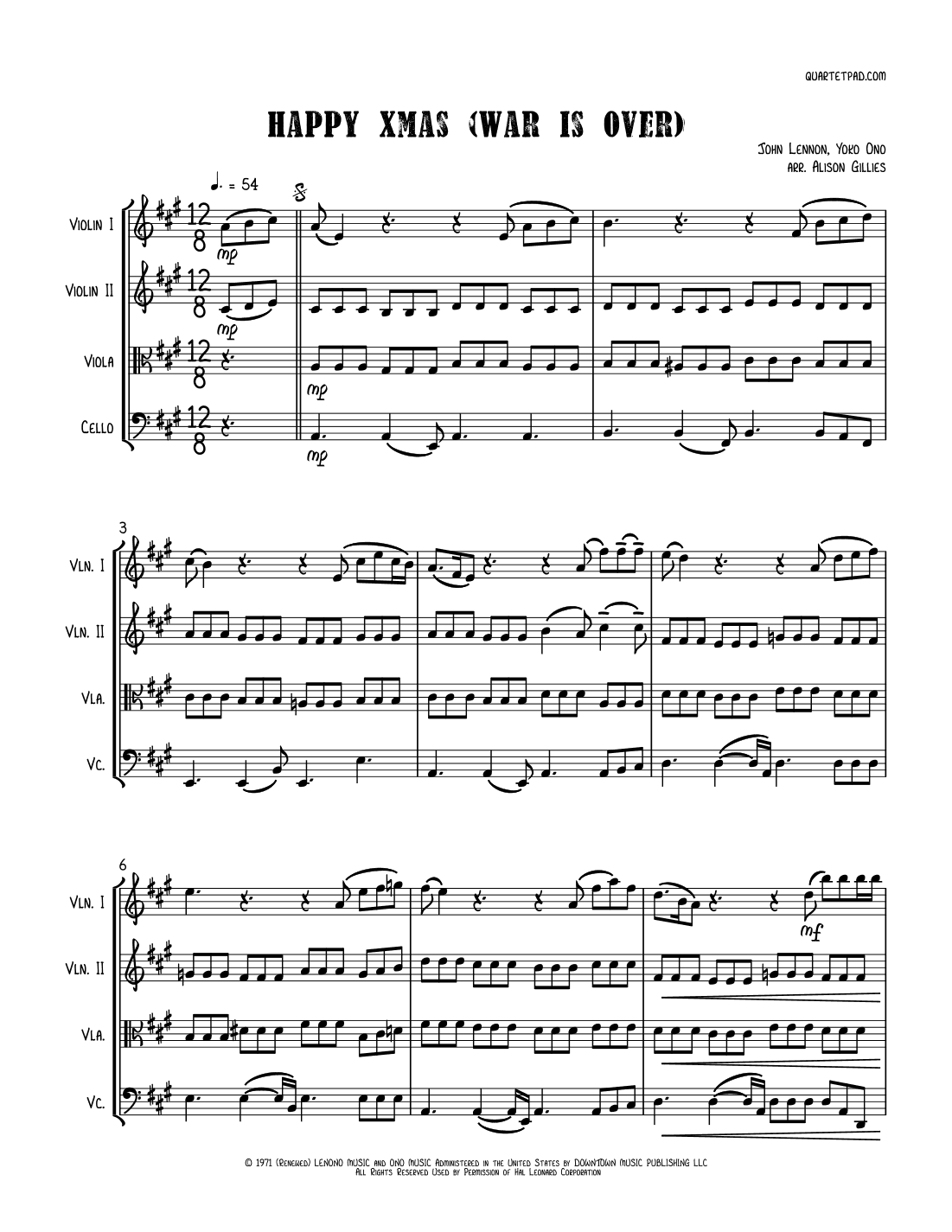 Happy Xmas (War Is Over) (arr. Alison Gillies)