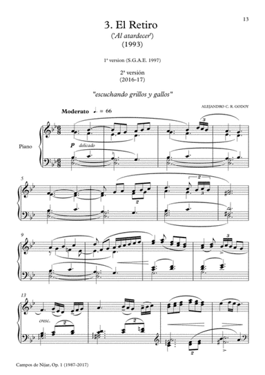 Campos de Níjar, Op.1 - III. El Retiro ('Al atardecer') (2017)