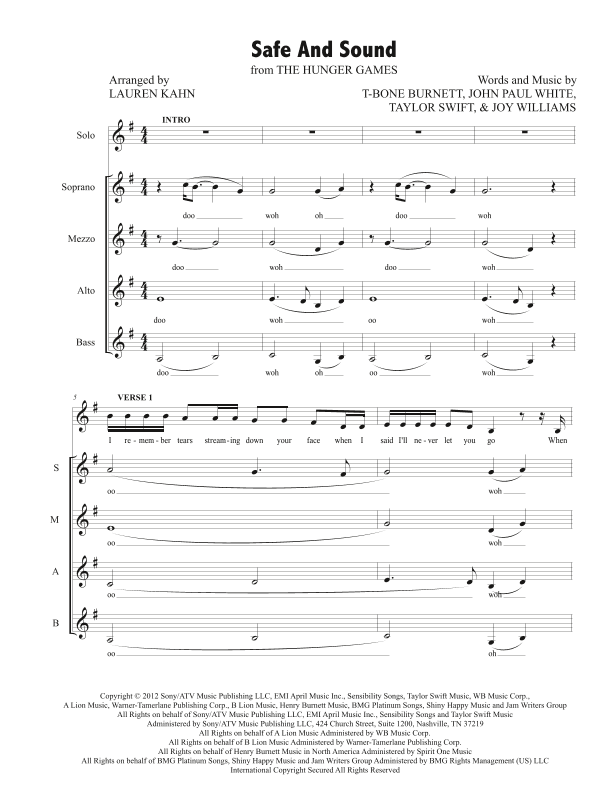 Safe & Sound (arr. Lauren Kahn)