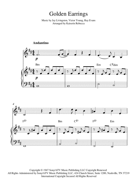 Golden Earrings (arr. Kaiserin Rebecca)