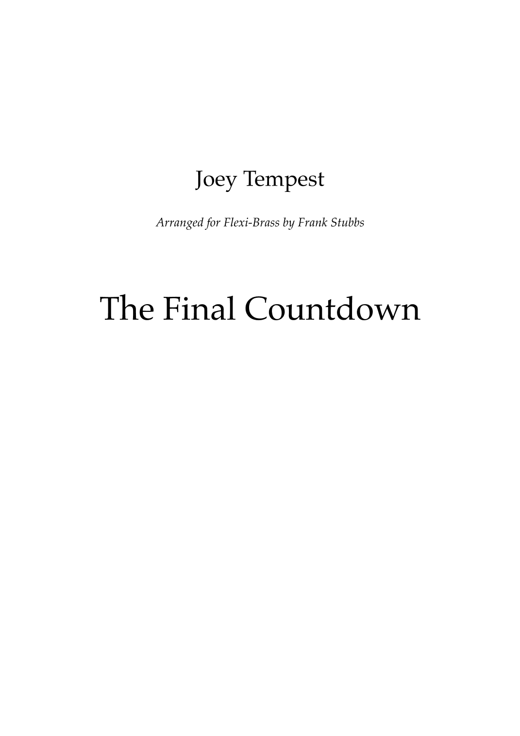 Final Countdown (arr. Frank Stubbs)