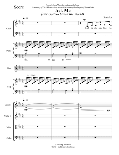 Ask Me (Conductor Score for Strings, Harp, Flute) (arr. ResurrectionSong)