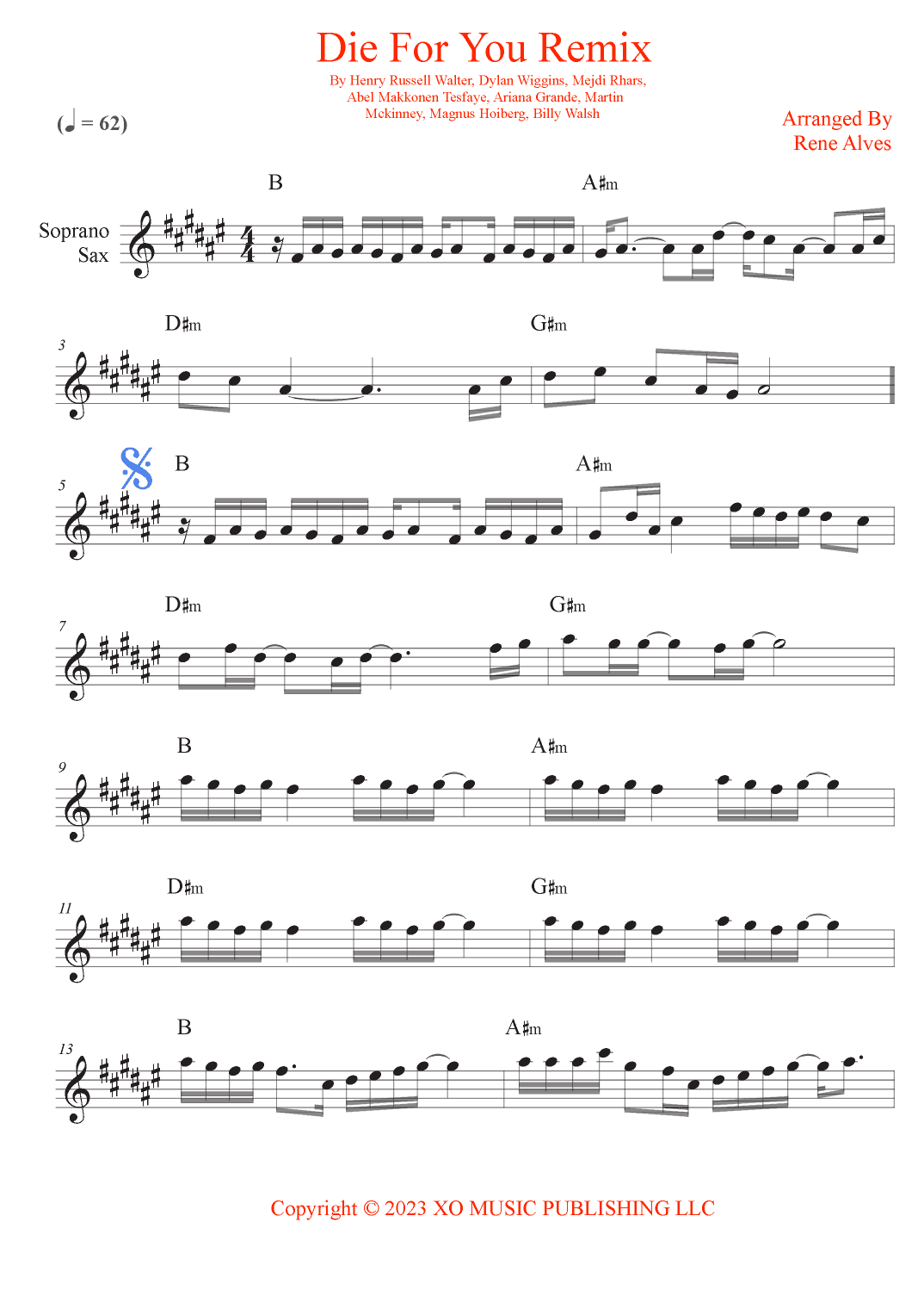 Die For You Remix (arr. Rene Alves)