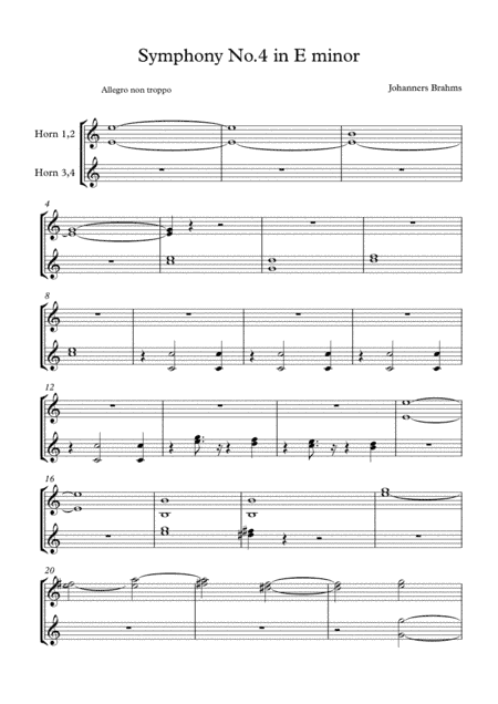 Brahms Symphony No.4 - 1.Allegro non troppo (Transposed Horn in C) (arr. Jay Heo)