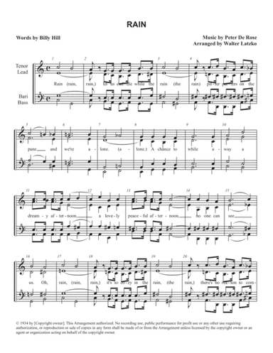 Rain (arr. Walter Latzko)