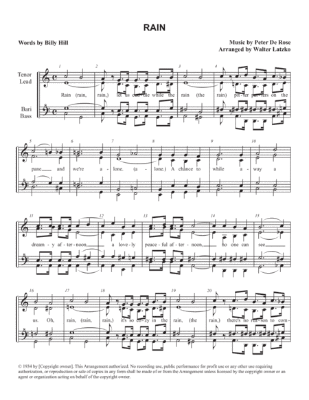 Rain (arr. Walter Latzko)