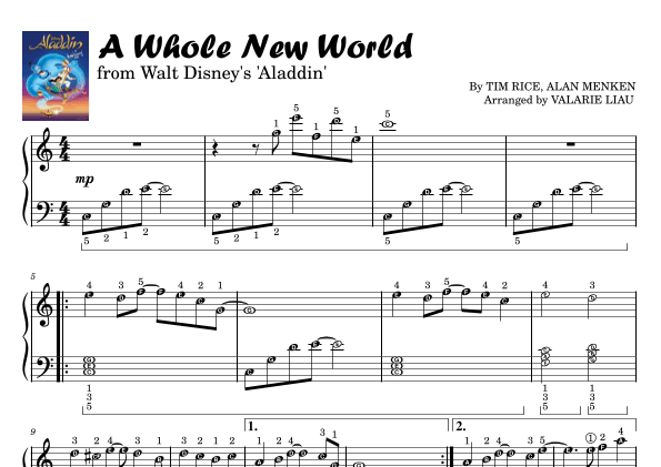 A Whole New World (reprise) (arr. Valarie Liau)